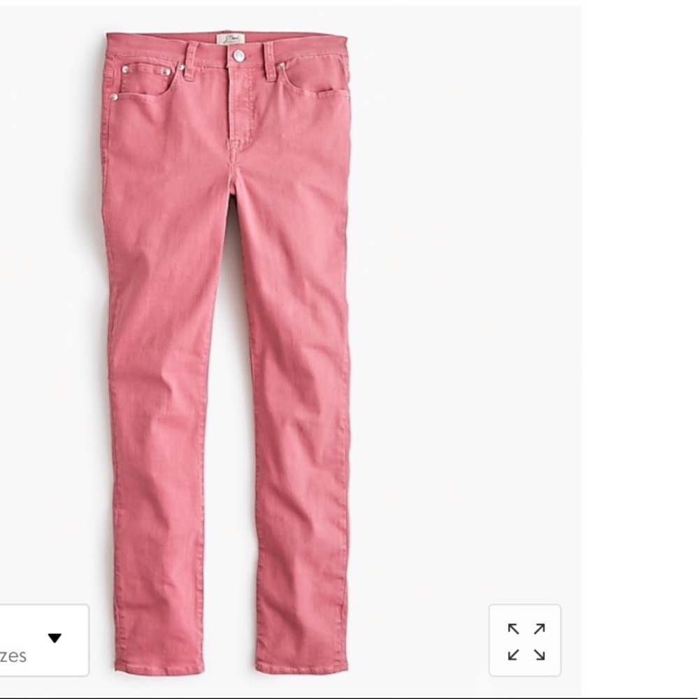 JCrew 8" toothpick garment-dyed jean size 28 rose
